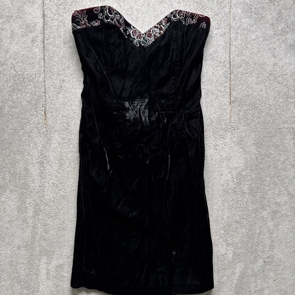 Scott McClintock Black Embroidered Evening Dress Size 8 Made in USA - Picture 1 of 13